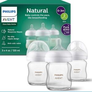 Natural Glass Baby Bottles - White (3 Pack)